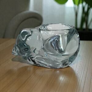 Indiana Glass Sleeping Cat Votive Candle Holder or Paper Weight